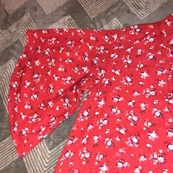 Contempo Red Floral Blouse - Picture 4 of 4